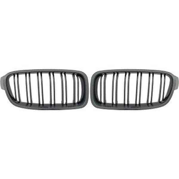 BMW 3-Serie F30/F31 11+ Dubbelribbad Kolfiberlook Sportgrill / Njurar Sport-Look DIEDERICHS i gruppen Välj bilmodell / BMW / 3-serie-4-serie (F30-F36) 11-19 / Styling / Grill hos DDESIGN AB (1217442)