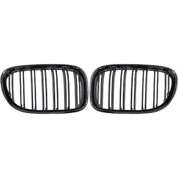 BMW 7-Serie F01 08-12 Dubbelribbad Blanksvart Sportgrill / Njurar Sport-Look DIEDERICHS i gruppen Välj bilmodell / BMW / 7-serie (F01-F02) 08-15 / Styling hos DDESIGN AB (1244440)