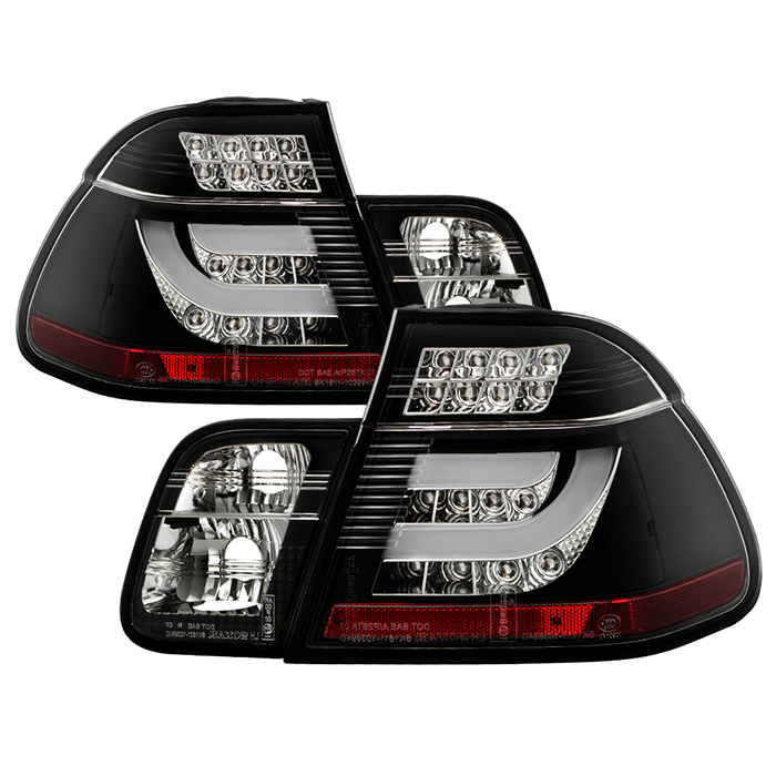 ALT-YD-BE4602-4D-LBLED-BK BMW E46 02-05 4Dr Ljuslist Style LED Bakljus - Svarta Spyder Auto