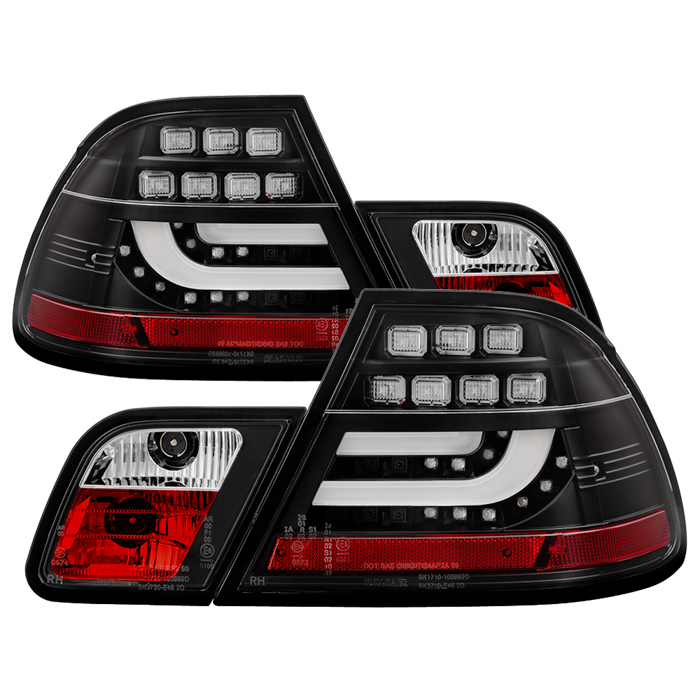 ALT-YD-BE4604-LBLED-BK BMW E46 04-06 2Dr Ljuslist Style LED Bakljus - Svarta Spyder Auto