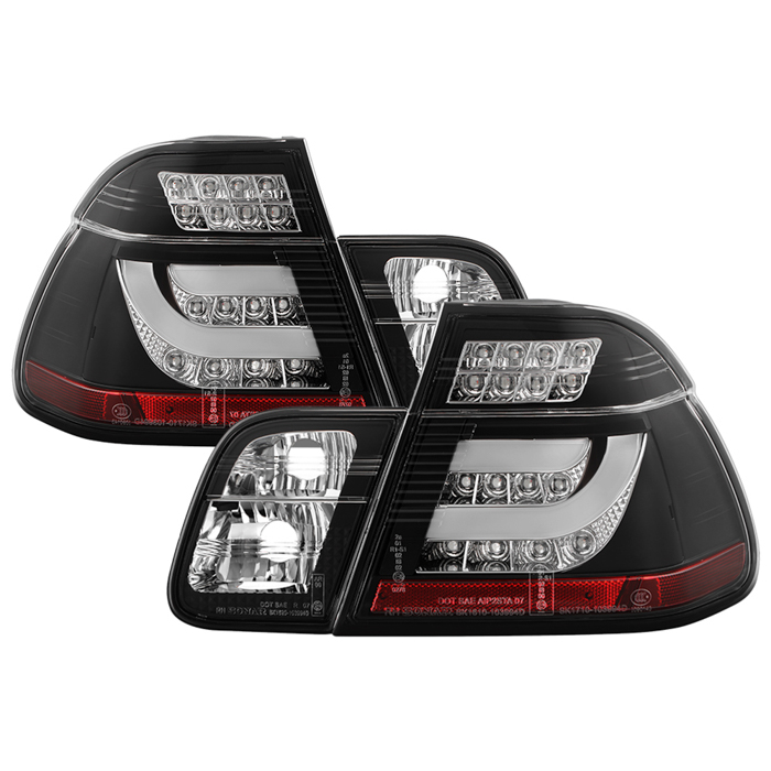 ALT-YD-BE4699-4D-LBLED-BK BMW E46 99-01 4Dr Ljuslist Style LED Bakljus - Svarta Spyder Auto