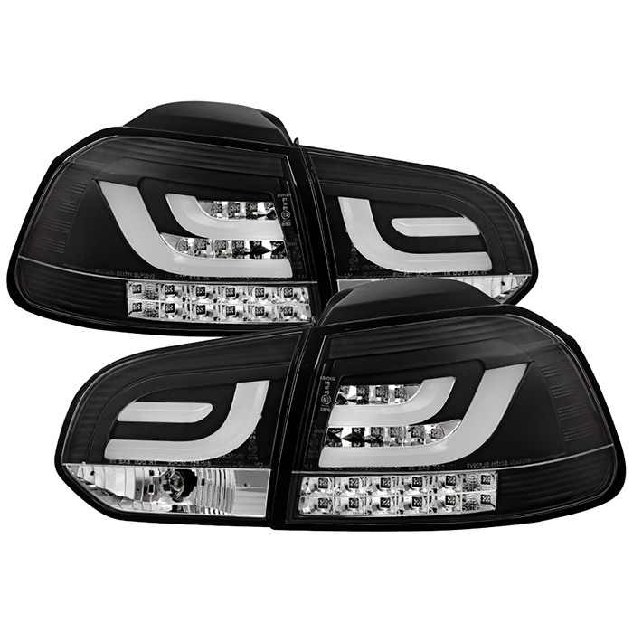 ALT-YD-VG10-LED-G2-BK Volkswagen Golf / GTI 10-13 G2 Typ Med Ljuslist LED Bakljus - Svarta Spyder Auto