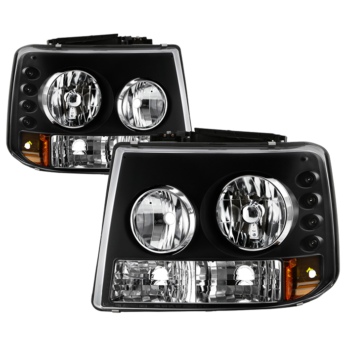 HD-YD-CS99-1PC-AM-BK Silverado 1500/2500 99-02 / Silverado 3500 01-02 / Suburban 1500/2500 00-06 / Tahoe 00-06 LED (Utbytbara LEDs) Strålkastare - Sva