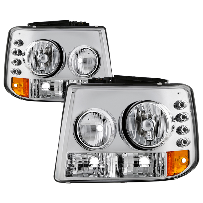 HD-YD-CS99-1PC-AM-C Silverado 1500/2500 99-02 / Silverado 3500 01-02 / Suburban 1500/2500 00-06 / Tahoe 00-06 LED (Utbytbara LEDs) Strålkastare – Krom