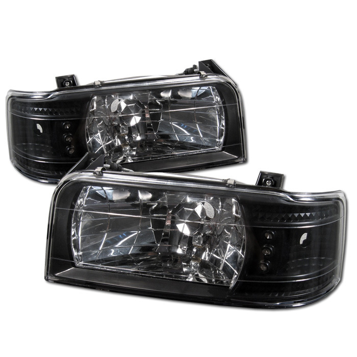 HD-YD-FB92-1PC-BK Ford F150 92-96 / Ford Bronco 92-96 1PC LED (Utbytbara LEDs) Strålkastare - Svarta Spyder Auto