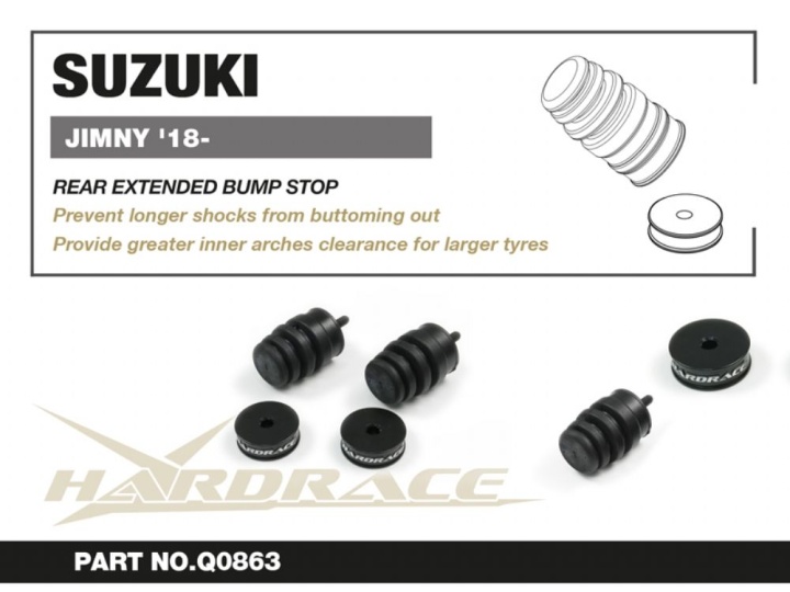 HR-Q0863 Suzuki JIMNY 18- Bakre Förlängda Bumpstops - 4Delar/Set Hardrace