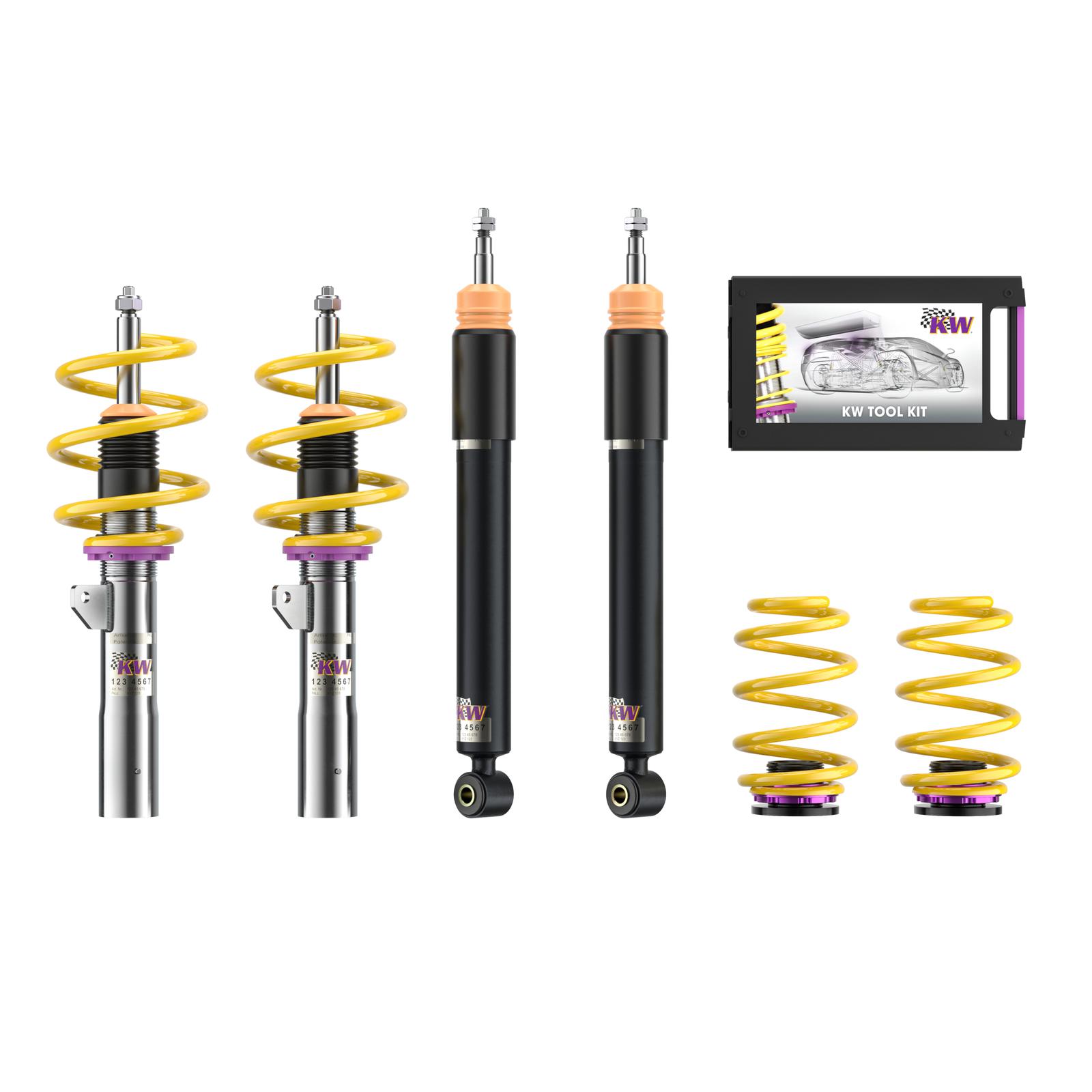 180200AH Coilovers V2 Comfort (inkl. Cancellation Kit) KW Suspension i gruppen Välj bilmodell / Mini / Cooper (F55/56/57) 2014+ / Chassi Till Mini Cooper (F55/56/57) 2014+ hos DDESIGN (KW-180200AH)