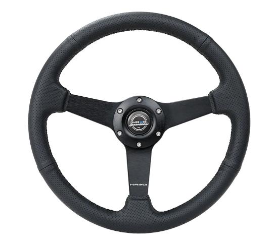 NRG Läderratt med Svart Centrum 350mm (Flat) i gruppen Universala produkter / Interiör / Rattar & Nav / Sportrattar & Trärattar / Driftingrattar hos DDESIGN (NRG-RST-037MB-PR)