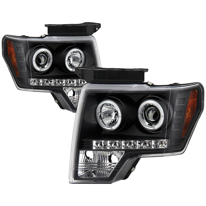 PRO-YD-FF15009-HL-BK Ford F150 09-14 Strålkastare (Passar ej Xenon/HID-Modeller) - LED Halo Svarta Spyder Auto