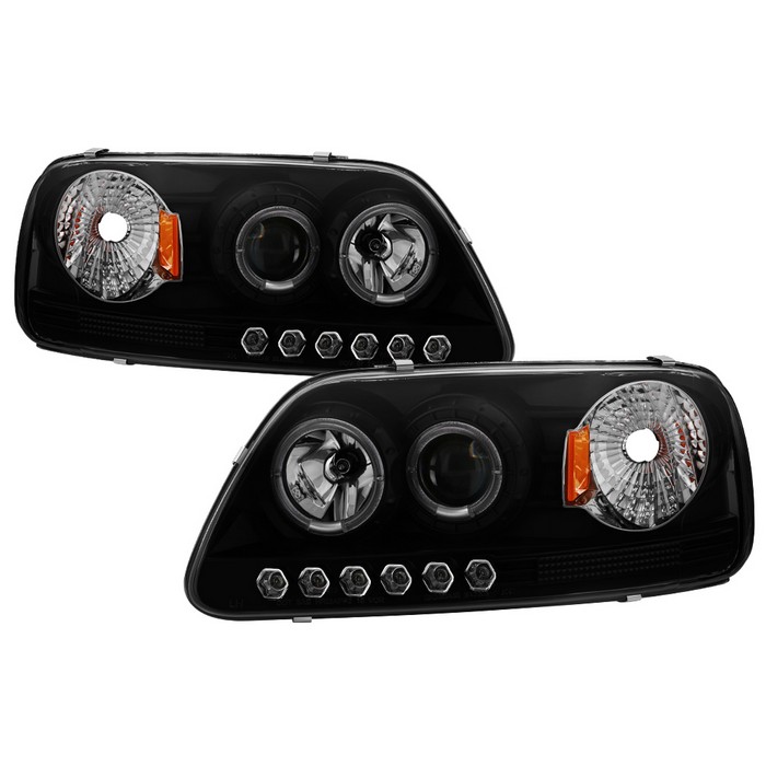 PRO-YD-FF15097-1P-AM-BSM Ford F150 97-03 / Expedition 97-02 1PC Strålkastare Projektor - (Passar ej tillverkardatum före 6/1997) - LED Halo Svarta Rök