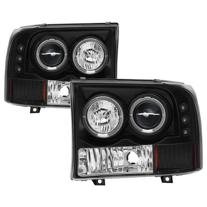 PRO-YD-FF25099-1P-G2-BK Ford F250 Super Duty 99-04 / Ford Excursion 00-04 1PC Strålkastare Projektor - Version 2 - LED Halo Svarta Spyder Auto