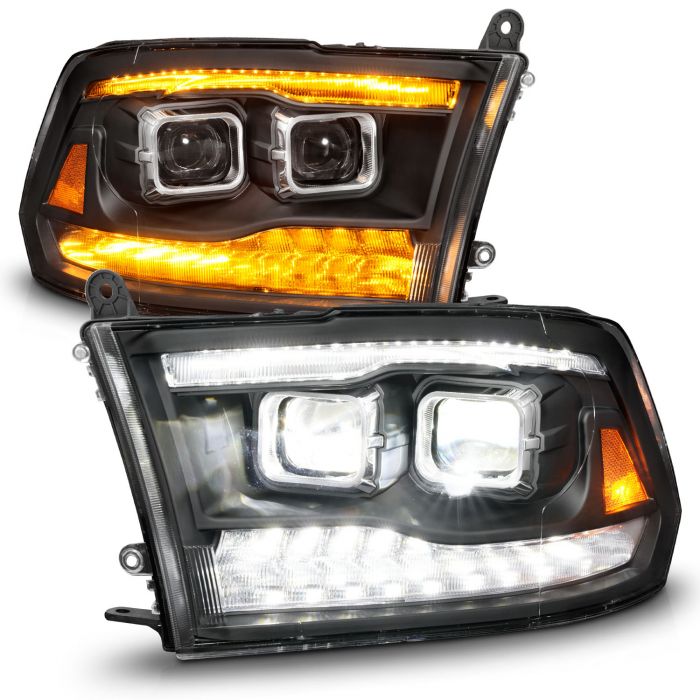 Dodge Ram 1500/2500/3500 (Alla Modeller) 2009-2018 (Inkl. 1500 Classic 19+) LED Strålkastare Svart med Klar Lins Plank Style ANZO i gruppen Välj bilmodell / Dodge / Ram 09-18 / Styling hos DDESIGN AB (anz111595)