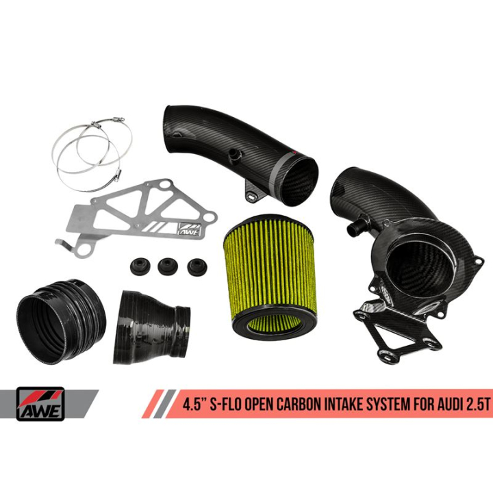 Audi RS3 8V 17+ / TTRS MK3 S-FLO 4.5'' Luftfilterkit Kolfiber AWE Tuning (Open) i gruppen Välj bilmodell / Audi / TT (8J) 2006-2014 & TT (8S) 2014+ / Tuning / Insug & Luftfilter hos DDESIGN AB (awe2660-15048)