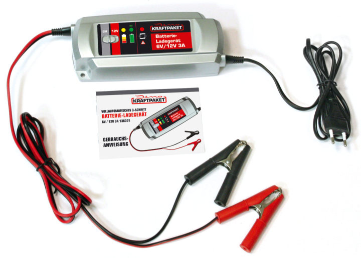 Batteriladdare 6v - 12v / 100ah - 3A Laddstyrka Dino Kraftpaket i gruppen Universala produkter / Motorsportprodukter / Verktyg & Tillbehör / Verktyg & Garagetillbehör hos DDESIGN AB (dk-119000740641)