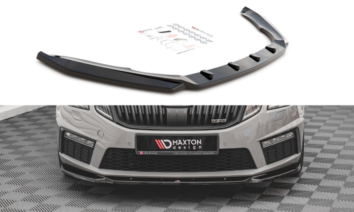 var-SK-OC-3F-RS-FD3T Skoda Octavia RS MK3 Facelift 2016-2019 Frontsplitter V.3 Maxton Design 