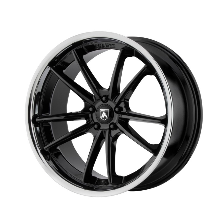 wlp-ABL23-20051238BK Asanti Black Delta 20X10.5 ET38 5x114.3 72.60 Gloss Black W/ Chrome Lip