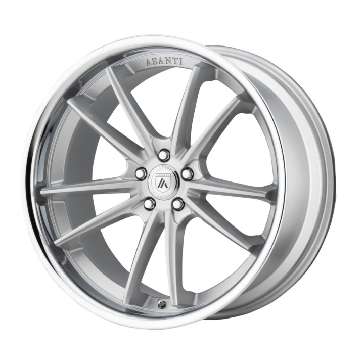 wlp-ABL23-20051520SL Asanti Black Delta 20X10.5 ET20 5X115 72.60 Brushed Silver W/ Chrome Lip