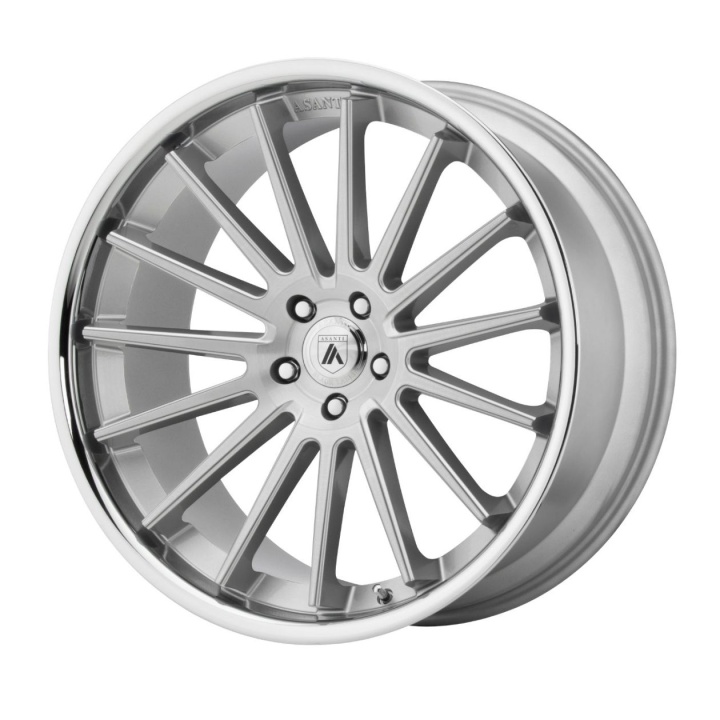 wlp-ABL24-24901515SL Asanti Black Beta 24X9 ET15 5X115 72.60 Brushed Silver W/ Chrome Lip