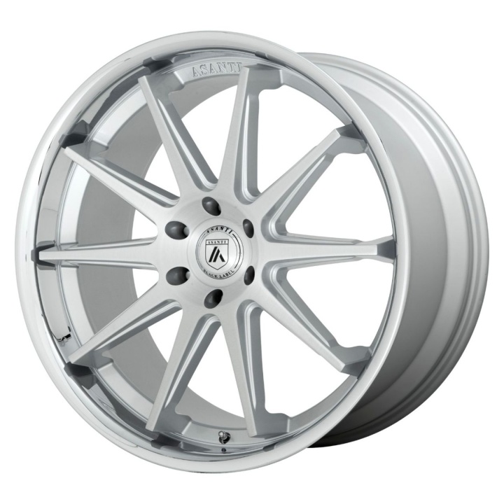 wlp-ABL29-22105230SL Asanti Black Emperor 22X10 ET30 5X120 74.10 Brushed Silver W/ Chrome Lip