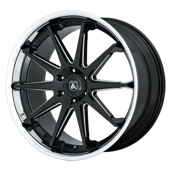 wlp-ABL29-22106330BK Asanti Black Emperor 22X10 ET30 6X135 87.10 Gloss Black Milled W/ Chrome Lip