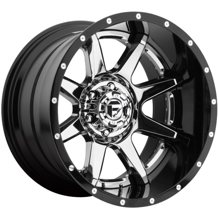 wlp-D24720001747 Fuel 2PC Rampage 20X10 ET-19 8X170 125.10 Chrome Plated Gloss Black Lip