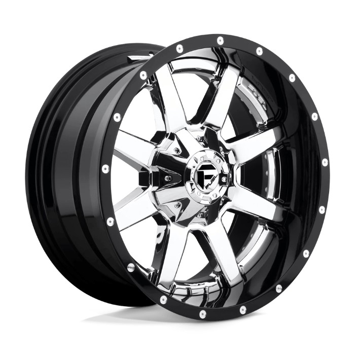 wlp-D26020901750 Fuel 2PC Maverick 20X9 ET1 8X170 125.10 Chrome Plated Gloss Black Lip