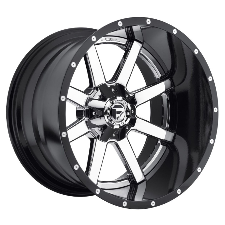 wlp-D26022201847 Fuel 2PC Maverick 22X12 ET-44 8X180 125.10 Chrome Plated Gloss Black Lip