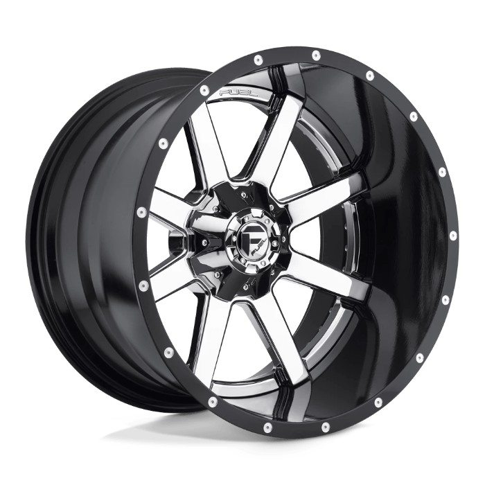 wlp-D26022401747 Fuel 2PC Maverick 22X14 ET-70 8X170 125.10 Chrome Plated Gloss Black Lip