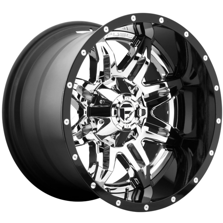 wlp-D26620008247 Fuel 2PC Lethal 20X10 ET-19 8X165.1 125.10 Chrome Plated Gloss Black Lip