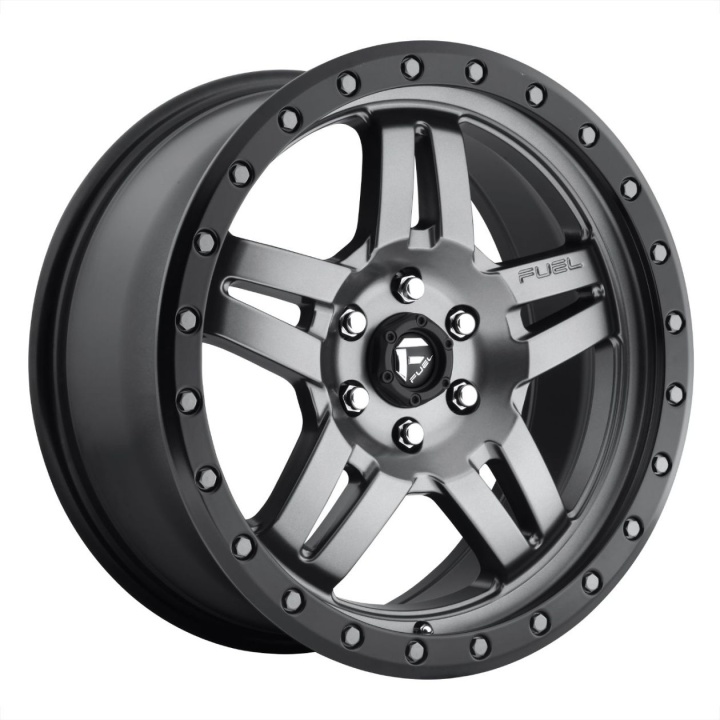 wlp-D55817858345 Fuel 1PC Anza 17X8.5 ET-6 6X139.7 108.00 Matte Gun Metal Black Bead Ring