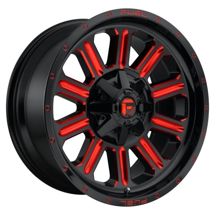 wlp-D62115800437 Fuel 1PC Hardline 15X8 ET-18 5x114.3/120.7 72.56 Gloss Black Red Tinted Clear