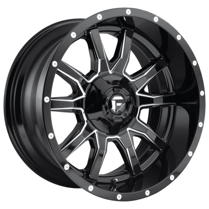 wlp-D62720201847 Fuel 1PC Vandal 20X12 ET-43 8X180 124.20 Gloss Black Milled