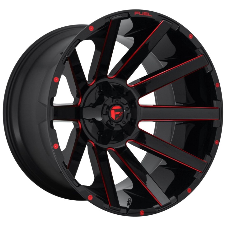 wlp-D64320001847 Fuel 1PC Contra 20X10 ET-18 8X180 124.20 Gloss Black Red Tinted Clear