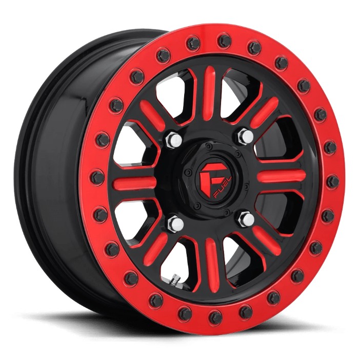 wlp-D9111570A654 Fuel UTV Hardline Bl - 15X7 ET38 4X137 110.10 Gloss Black Red Tinted Clear