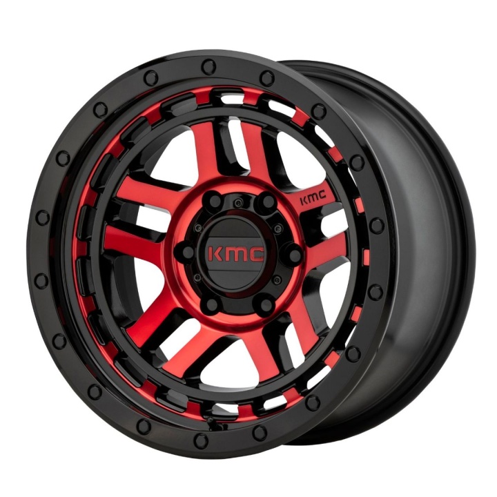 wlp-KM54088550900 KMC Recon 18X8.5 ET0 5x127 78.30 Gloss Black Machined W/ Red Tint