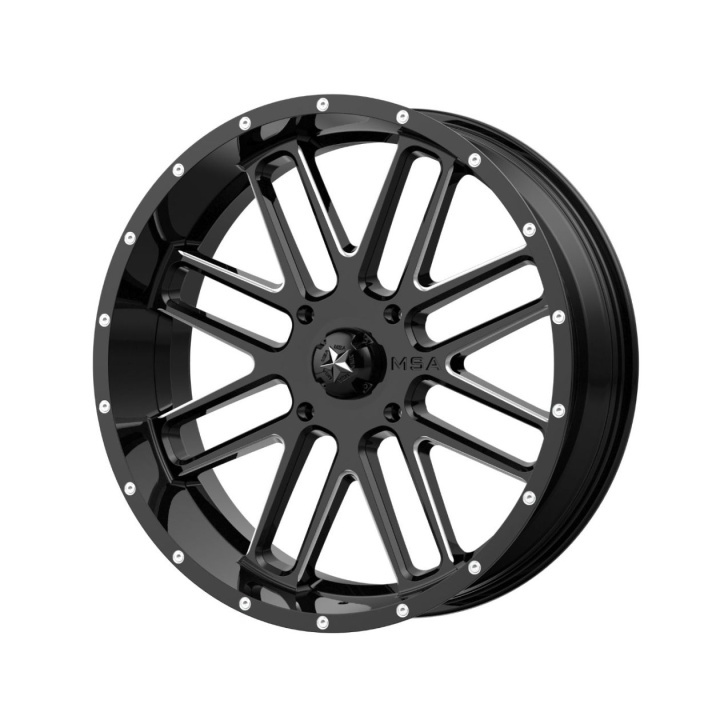 wlp-M35-022756M MSA Offroad Wheels Bandit 22X7 ET0 4X156 132.00 Gloss Black Milled