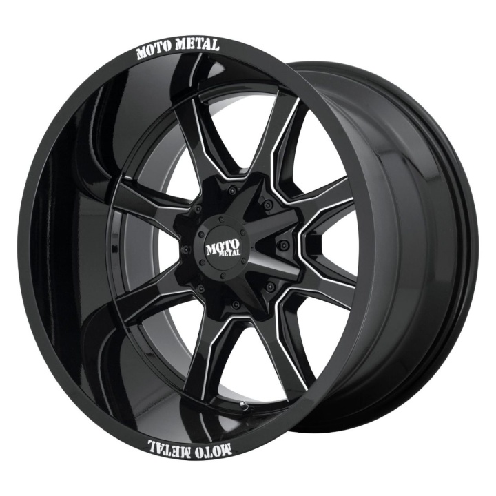 wlp-MO970210003B18N Moto Metal Mo970 20X10 ET-18 BLANK 72.60 Gloss Black W/ Milled Spoke & Moto Metal On Lip