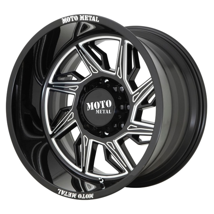 wlp-MO99721068318NR Moto Metal Hurricane 20X10 ET-18 6X139.7 106.25 Gloss Black Milled - Right Directional