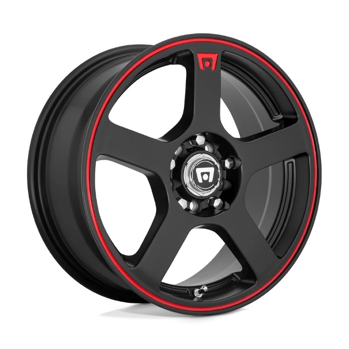 wlp-MR11656503740 Motegi Mr116 15X6.5 ET40 4x108/114.3 72.60 Matte Black W/ Red Stripe