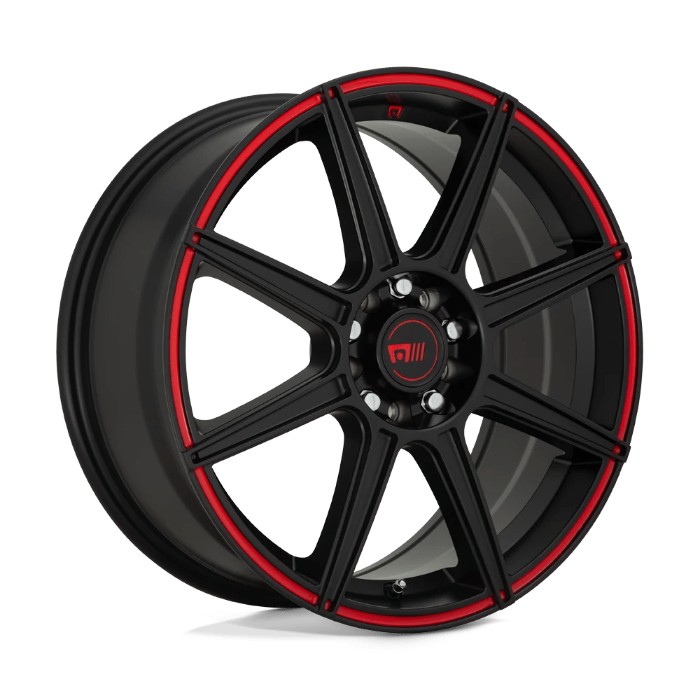 wlp-MR14256531940 Motegi Cs8 15X6.5 ET40 5X100/114.3 72.60 Satin Black W/ Red Stripe