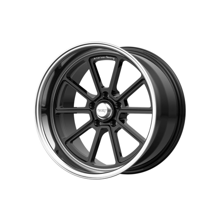 wlp-VN51081050312 American Racing Vintage Draft 18X10 ET12 5x127 78.30 Gloss Black W/ Diamond Cut Lip