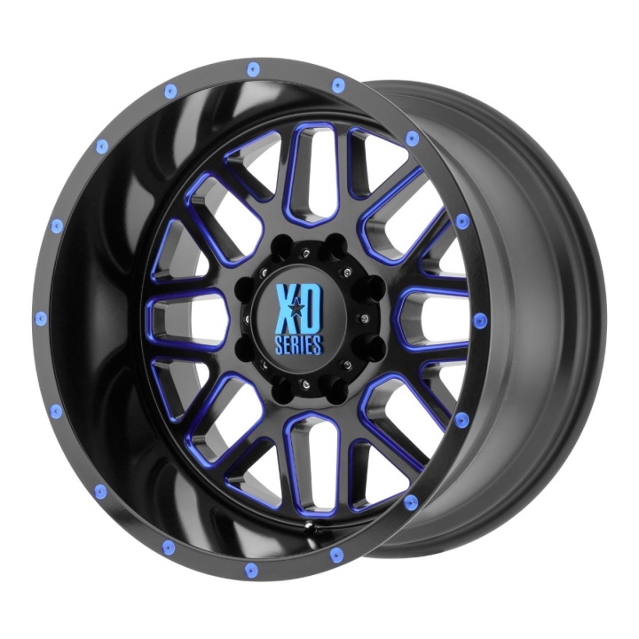 wlp-XD82021087924NBC XD Series Grenade 20X10 ET-24 8X170 125.50 Satin Black Milled W/ Blue Tinted Clear Coat