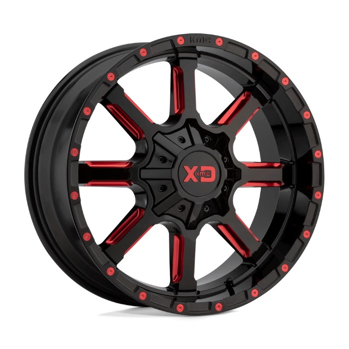 wlp-XD83821087918N XD Series Mammoth 20X10 ET-18 8X170 125.50 Gloss Black Milled W/ Red Tint