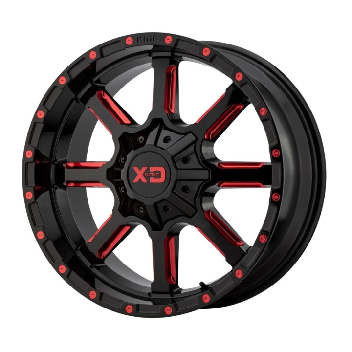 wlp-XD83822000918N XD Series Mammoth 22X10 ET-18 BLANK 78.30 Gloss Black Milled W/ Red Tint