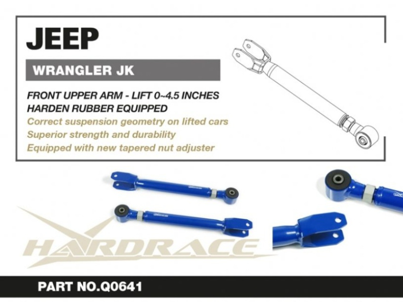 Jeep WRANGLER 06-18 JK Främre Övre Länkarmar - Justerbara V2. (LIFT 0~4.5'') (Förstärkta Gummibussningar) 2Delar/Set Hardrace