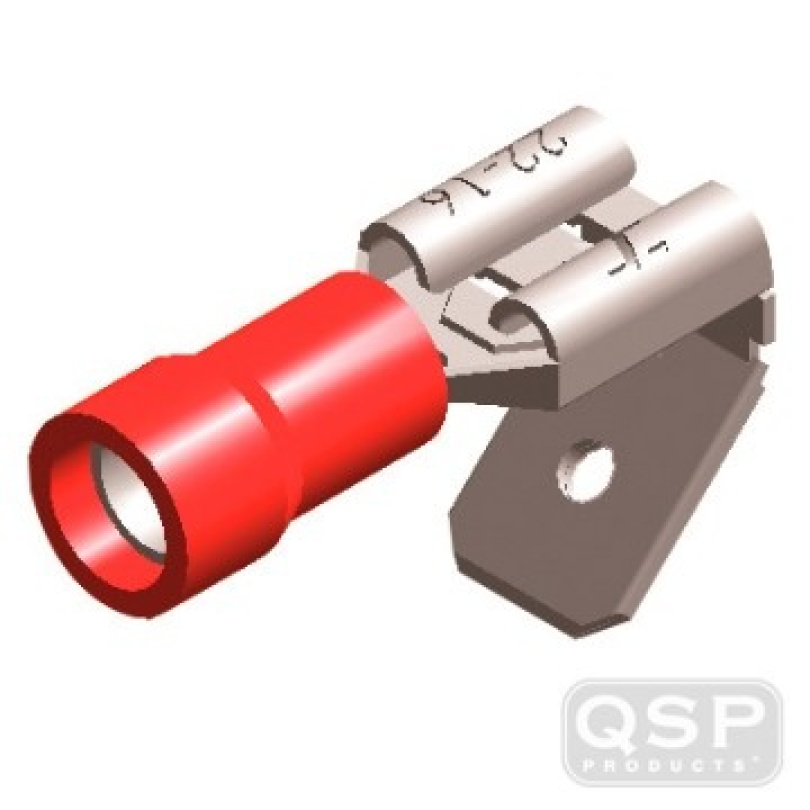 Kabelskor ''Flat/Hona'' Isolerade - 6,3mm - Röd (5st) QSP Products