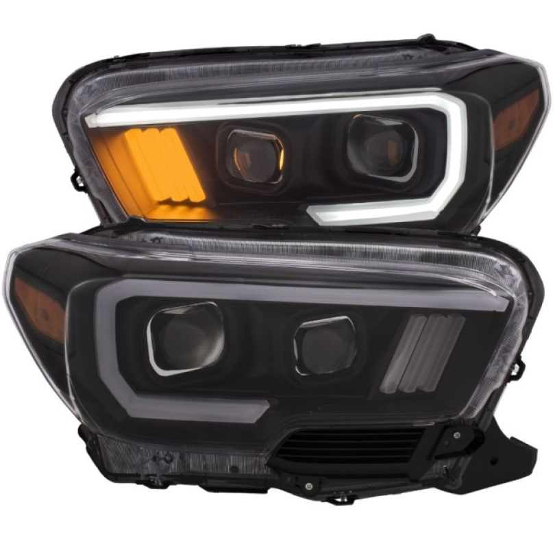 Toyota Tacoma w/ Halogen DRL 2016-2019 Projector Strålkastare (Plank Style Design) Svart / Orange ANZO