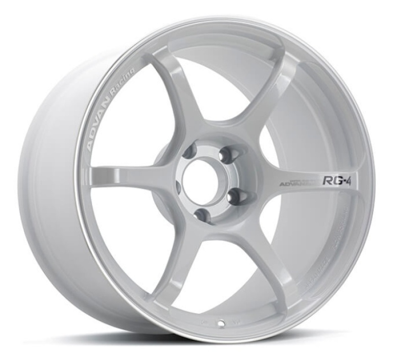 Advan RG-4 18x8.5 +45 5x112 Racing Vit & Svarvad Kant Fälg