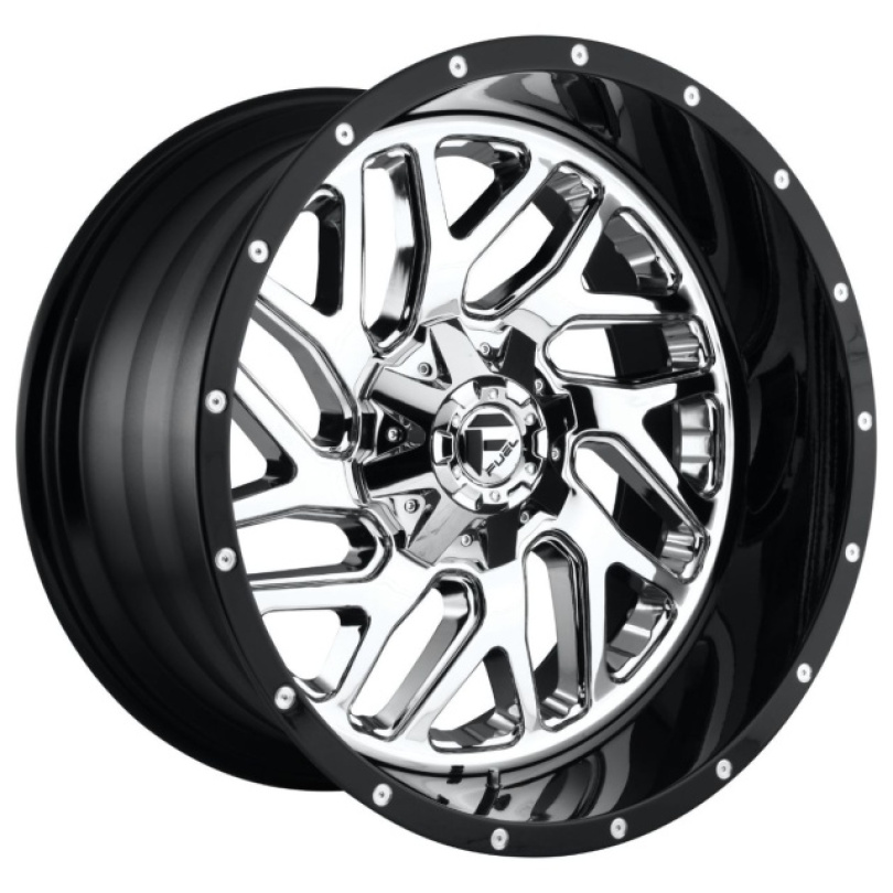 Fuel 2PC Triton 20X10 ET-19 8X170 125.10 Chrome Plated Gloss Black Lip Fälg