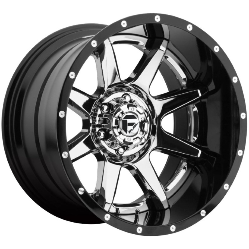 Fuel 2PC Rampage 20X10 ET-19 8X170 125.10 Chrome Plated Gloss Black Lip Fälg